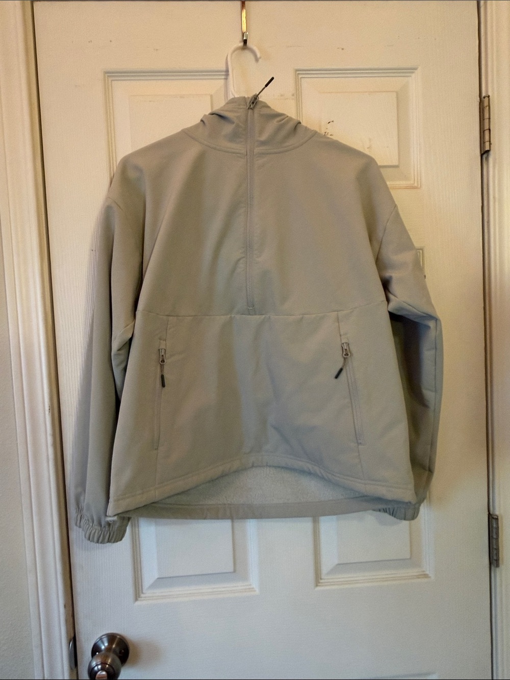 Lightweight Hooded Half-Zip Jacket - Light Gray